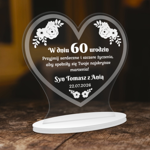 Prezent na urodziny dla Niej dla Niego STATUETKA SERCE Z GRAWEREM 