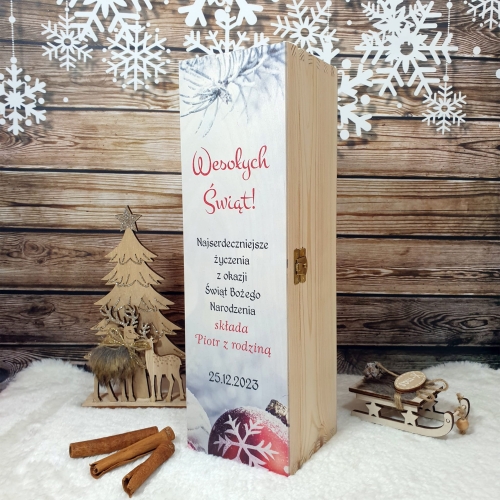 Skrzynka na alkohol Prezent NA BOŻE NARODZENIE nadruk