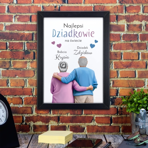 PREZENT DLA DZIADKÓW Ramka A4 plakat najlepsi dziadkowie na świecie 