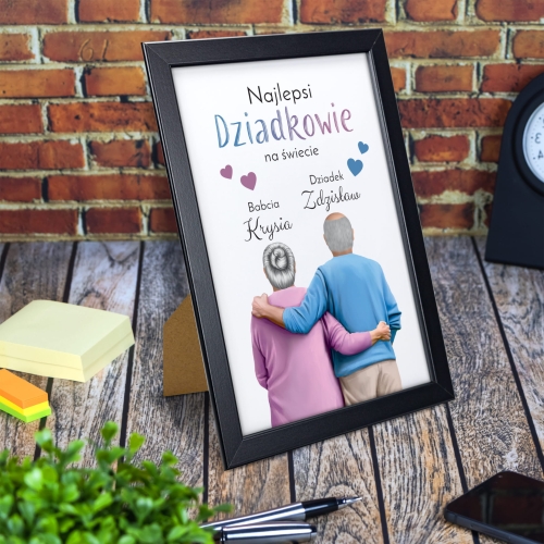 PREZENT DLA DZIADKÓW Ramka A4 plakat najlepsi dziadkowie na świecie 