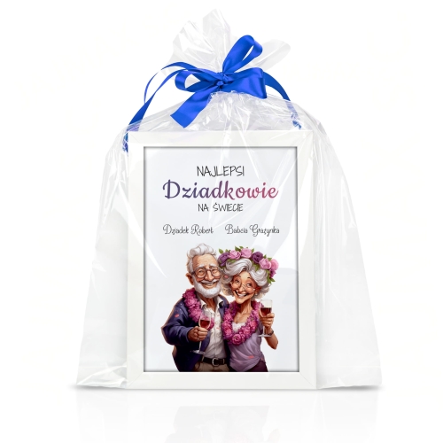 PLAKAT dla najlepszej babci dziadka na świecie ramka a4