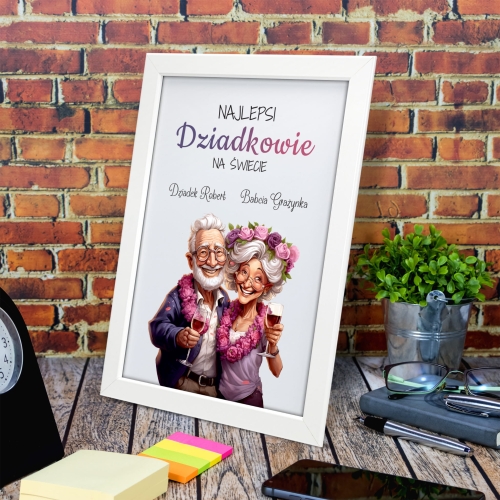 PLAKAT dla najlepszej babci dziadka na świecie ramka a4