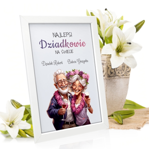 PLAKAT dla najlepszej babci dziadka na świecie ramka a4