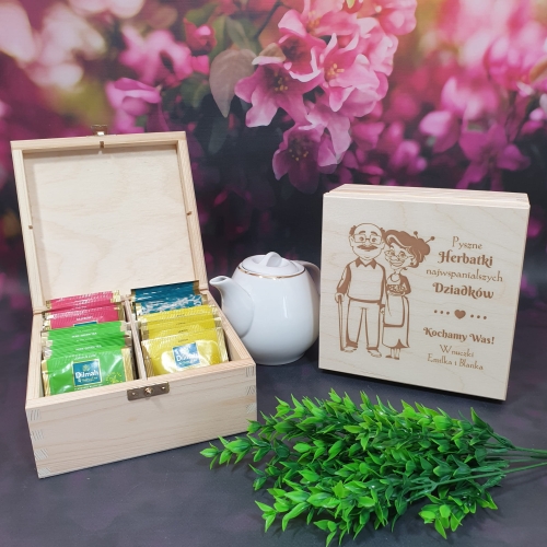 PUDEŁKO ZESTAW HERBAT Prezent na Dzień Babci Dzień Dziadka