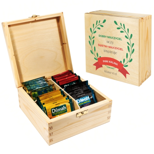 PUDEŁKO I ZESTAW HERBAT podziękowanie dla nauczyciela