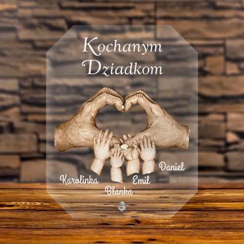 Wyjątkowy prezent dla babci i dziadka STATUETKA AKRYLOWA DŁONIE