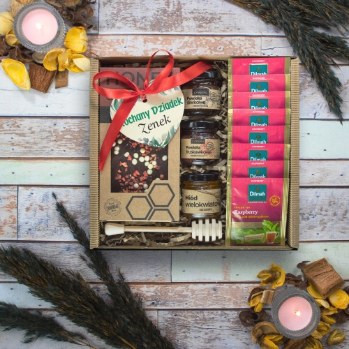 PUDEŁKO PREZENTOWE DLA DZIADKA  zestaw słodkości na Dzień Dziadka