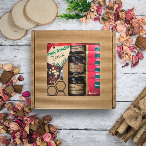 PUDEŁKO PREZENTOWE DLA DZIADKA  zestaw słodkości na Dzień Dziadka