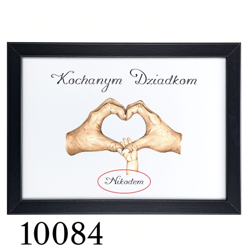 PLAKAT A4 PREZENT DLA DZIADKÓW dłonie wnuków z imionami