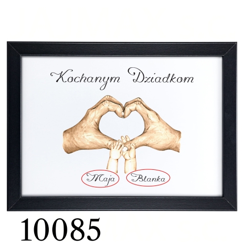 PLAKAT A4 PREZENT DLA DZIADKÓW dłonie wnuków z imionami