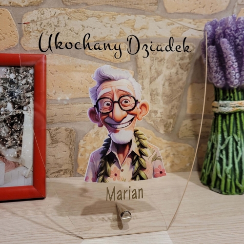 SUPER POMYSŁ NA PREZENT DLA DZIADKA obraz na szkle imię dziadka