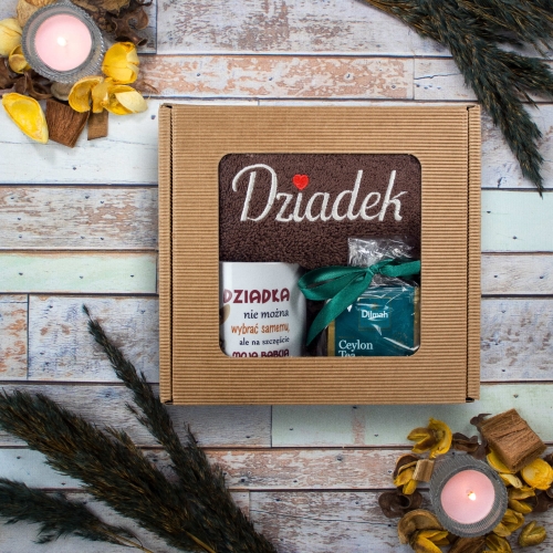 ZESTAW DLA DZIADKA PREZENT herbata haftowany ręcznik kubek nadruk