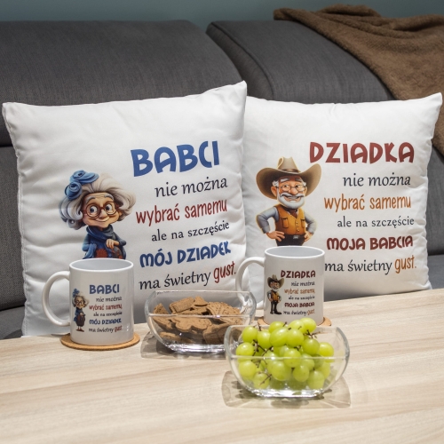 ZESTAW DLA DZIADKÓW PODUSZKI I KUBKI z nadrukiem super prezent