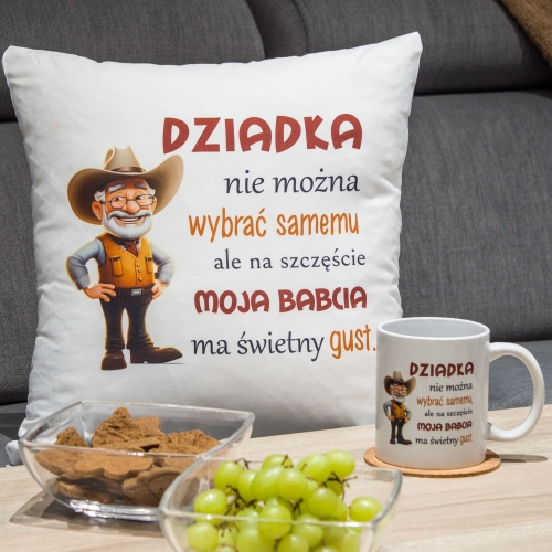 ZESTAW DLA DZIADKÓW PODUSZKI I KUBKI z nadrukiem super prezent