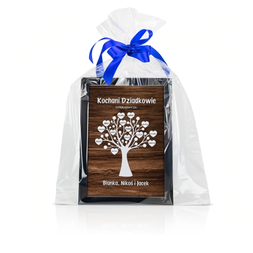 Ramka drzewko PODZIĘKOWANIA DLA BABCI I DZIADKA imiona wnuków