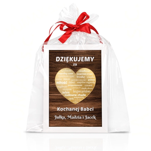 PLAKAT ZŁOTE SERCE OBRAZ 3D prezent dla dziadków babci dziadka