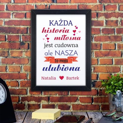 PREZENT NA WALENTYNKI ramka A4 nasza historia miłosna upominek