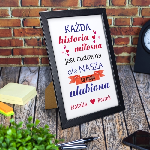 PREZENT NA WALENTYNKI ramka A4 nasza historia miłosna upominek