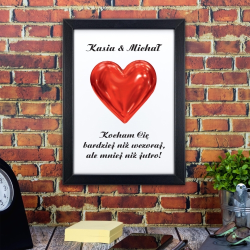 Ramka A4 wyznanie miłosne z imionami zakochanych prezent Walentynki