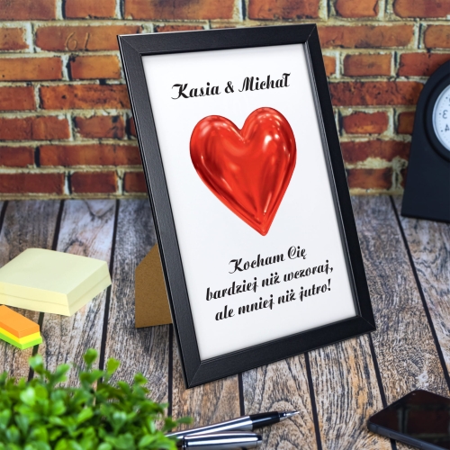Ramka A4 wyznanie miłosne z imionami zakochanych prezent Walentynki