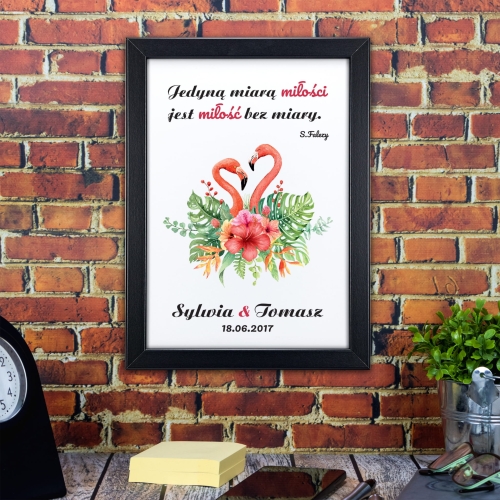 Cytat miłosny CZARNA RAMKA A4 PLAKAT dla par na Walentynki