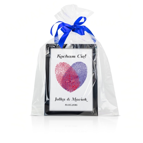 CZARNA RAMKA PLAKAT A4 odciski palców i imiona romantyczny prezent