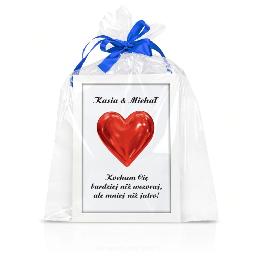 PERSONALIZOWANY PLAKAT DLA ZAKOCHANYCH serce w ramce imiona pary