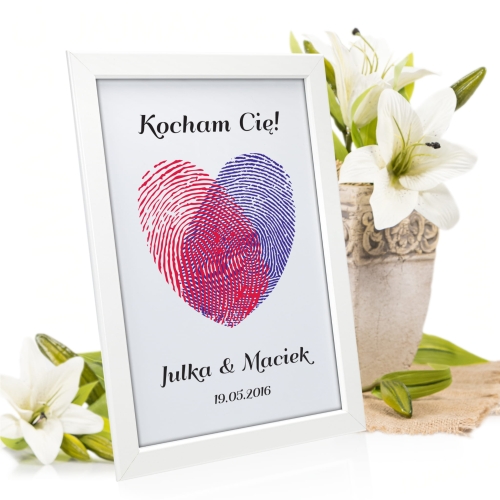PLAKAT OBRAZ FINGERPRINTS  plakat serce odciski palców z imionami