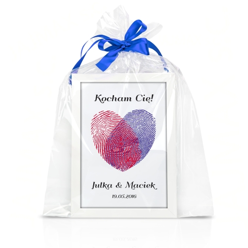 PLAKAT OBRAZ FINGERPRINTS  plakat serce odciski palców z imionami