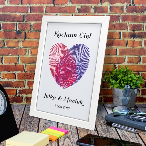 PLAKAT OBRAZ FINGERPRINTS  plakat serce odciski palców z imionami