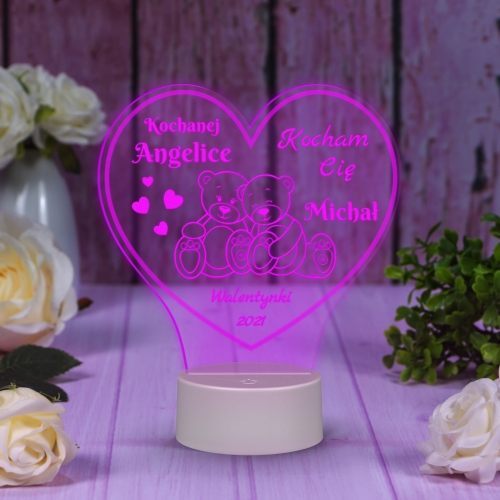 LAMPKA NOCNA LED serce z dedykacją POMYSŁ NA PREZENT DLA NIEJ