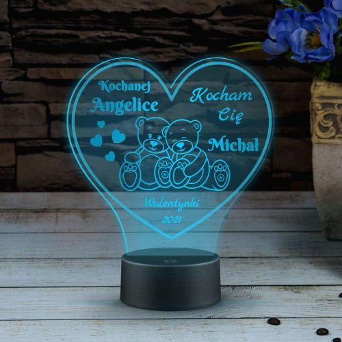 LAMPKA NOCNA LED serce z dedykacją POMYSŁ NA PREZENT DLA NIEJ