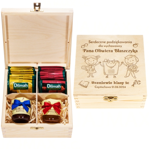 Zestaw prezentowy z miodem PODZIĘKOWANIE DLA NAUCZYCIELA grawer