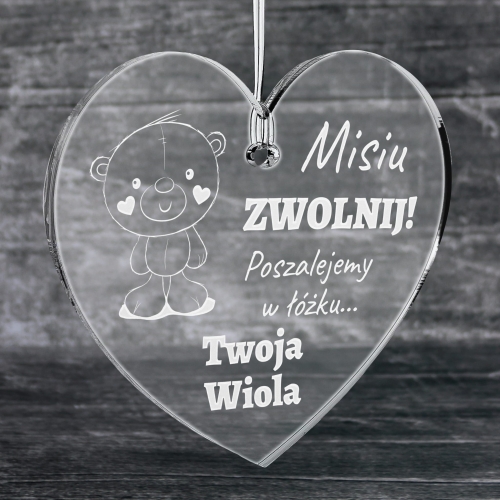 ZABAWNY PREZENT NA WALENTYNKI DLA NIEGO zawieszka do auta z grawerem