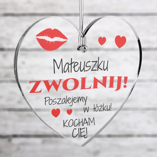 ZAWIESZKA DO AUTA Z NADRUKIEM prezent na Walentynki dla Niego