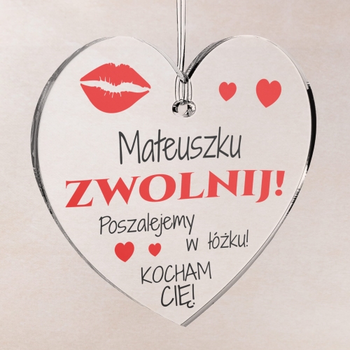 ZAWIESZKA DO AUTA Z NADRUKIEM prezent na Walentynki dla Niego