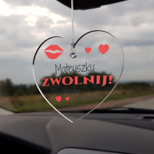 ZAWIESZKA DO AUTA Z NADRUKIEM prezent na Walentynki dla Niego
