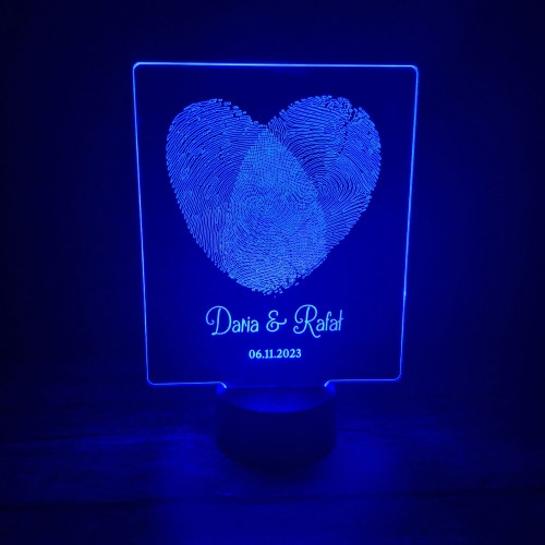 STATUETKA LED SERCE odciski palców FINGERPRINTS NA WALENTYNKI