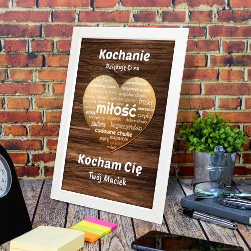 PLAKAT ZŁOTE SERCE wyjątkowy prezent dla Niej dla Niego Dziękuję za