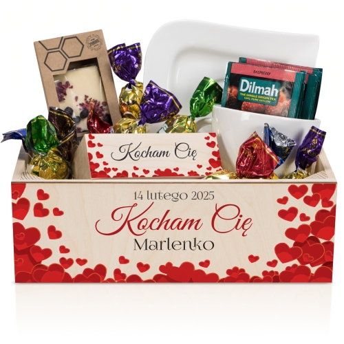KOSZ PREZENTOWY NA WALENTYNKI prezent dla Niej z dedykacją