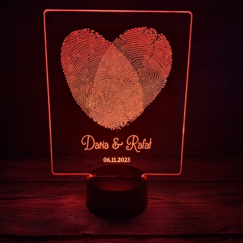 Lampka LED odciski palców serce ROMANTYCZNY PREZENT NA ROCZNICĘ