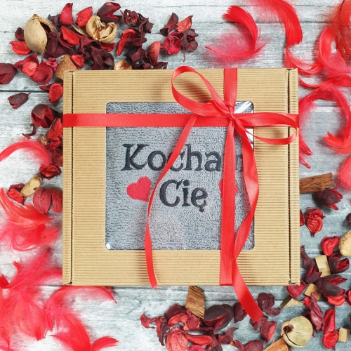 RĘCZNIK KOCHAM CIĘ super upominek na Walentynki i Rocznicę haft