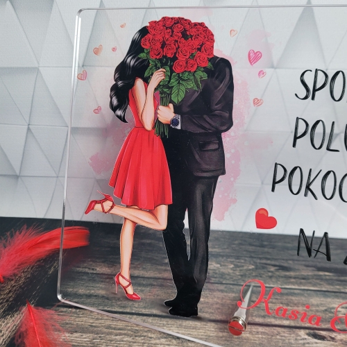 Statuetka akrylowa ROMANTYCZNY PREZENT dla Niej dla Niego z dedykacją