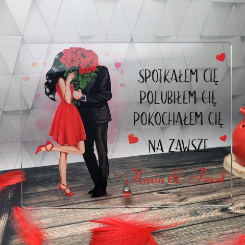 Statuetka akrylowa ROMANTYCZNY PREZENT dla Niej dla Niego z dedykacją