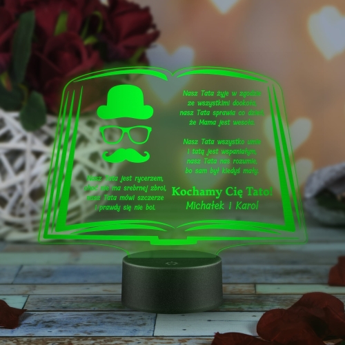 LAMPKA LED KSIĘGA pomysł na prezent na Dzień Taty grawer
