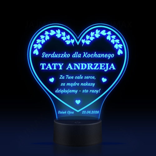 LAMPKA NOCNA LED SERCE oryginalny prezent dla ojca grawer