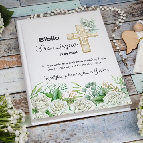 PREZENT OD RODZICÓW NA KOMUNIĘ Biblia dla najmłodszych dedykacja