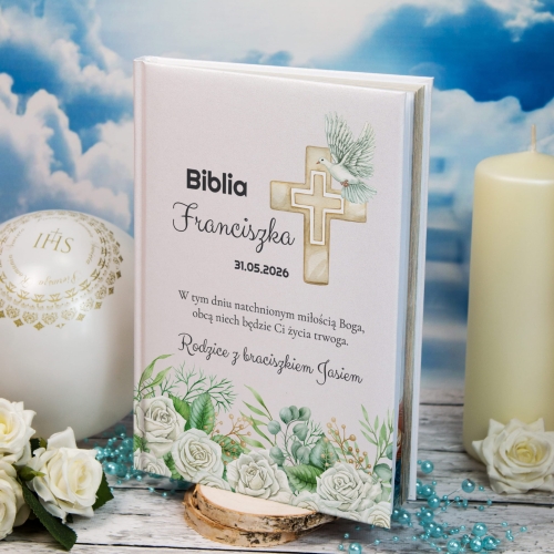 PREZENT OD RODZICÓW NA KOMUNIĘ Biblia dla najmłodszych dedykacja