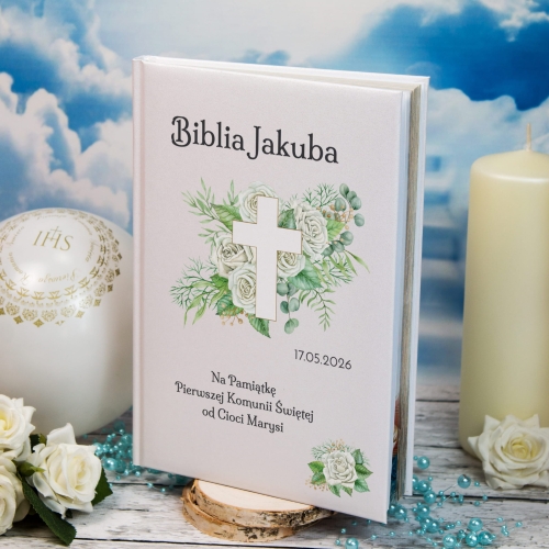 PIERWSZE PISMO ŚWIĘTE oryginalna pamiątka komunijna Biblia