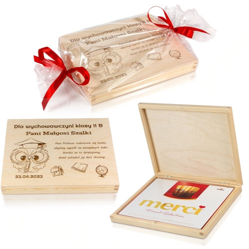 DREWNIANE PUDEŁKO prezent dla wychowawcy grawer